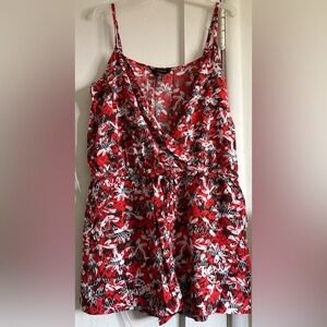 Banana Republic Red and White Patterned Romper